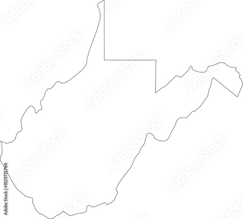 West Virginia Map Outline Simple Vector Map Minimalist