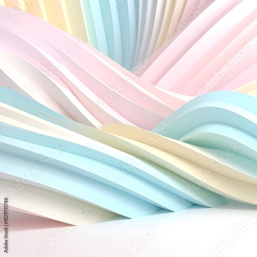 Vibrant abstract background featuring flowing waves of colorful paper in shades of blue, pink, yellow, and green, creating a dynamic, textured visual effect.