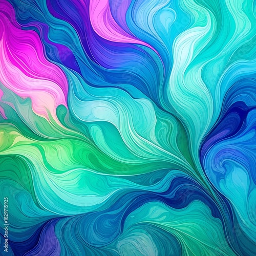 Vibrant abstract background featuring flowing, colorful waves in a harmonious blend of hues, creating a dynamic and visually captivating design.