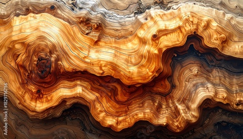 Wallpaper Mural Warm, swirling wood grain texture, showing rich golden brown tones and complex patterns Torontodigital.ca