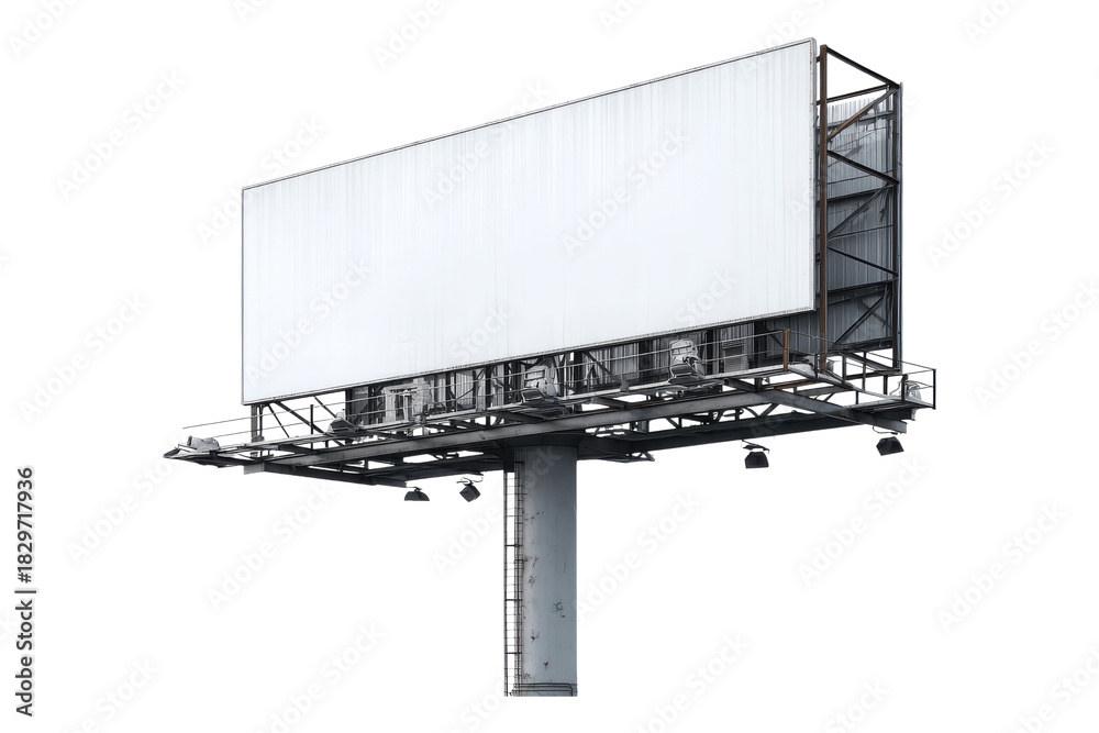 Obraz premium Blank Billboard on Roadside for Advertising Concepts on Transparent or White Background PNG