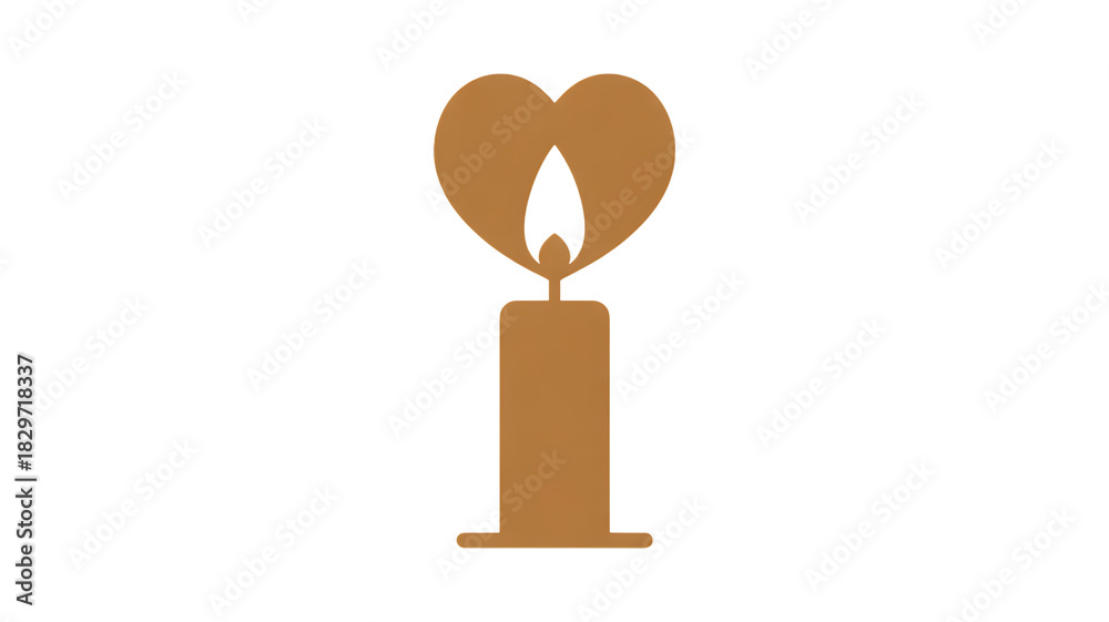 Obraz premium Bronze Heart Candle Flame Icon Transparent Background Perfect for Valentine’s, love and spiritual themes. High-quality scalable PNGs for T-shirts, stickers, and digital projects.