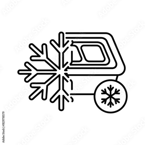Car air conditioning cooling icon with snowflake symbol representing cold temperature and climate control system