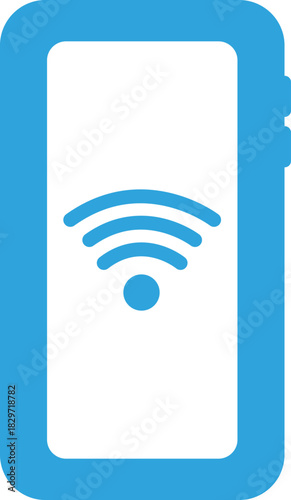 Wi-Fi通信中の携帯電話のフラットアイコン
