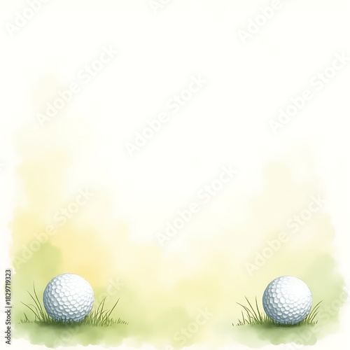 Golf Ball Watercolor Frame Background