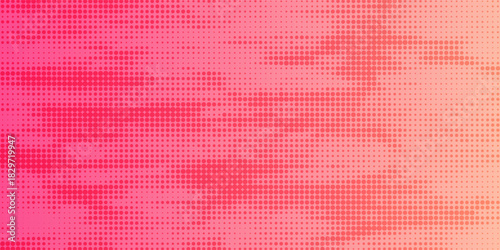 Pink orange polka dots gradient halftone background. Pop art cartoon dot texture with comic graphic design, Horizontal abstract pattern wall for cover digital technology. vector modern