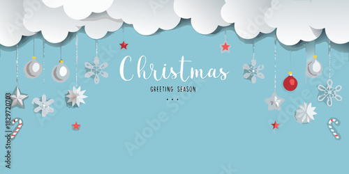 Festive christmas background with ornaments stars and decorative elements