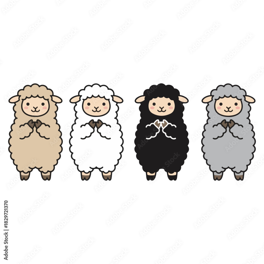 Fototapeta premium Cute Sheep Set