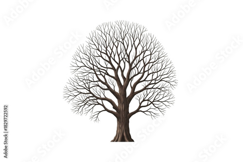 Bare Tree Isolated Against a Dark Background Representing Winter Season
