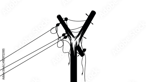 Distorted world map illustration on white background in silhouette style silhouette