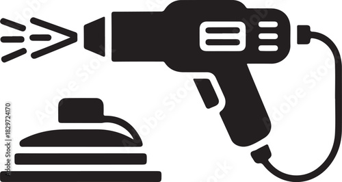 Industrial pressure washer vector tool spraying water for heavy duty cleaning services and maintenance