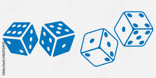 Dice icon set with all six faces in black color in outline style. Ludo game dice symbols in outline style. Set of six sides of a dice icon in black color. Dice icon concept vector illustration. eps 10