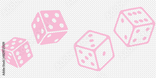 Dice Black And White Vector Illustration. Dices flat icon sets. Rolling dice. White roll cubes for gamble games, top view dice sides and falling 3D angles lucky craps. .poker gaming cube entertainment