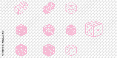 Dice icon set with all six faces in black color in outline style. Ludo game dice symbols in outline style. Set of six sides of a dice icon in black color isolated on a white background