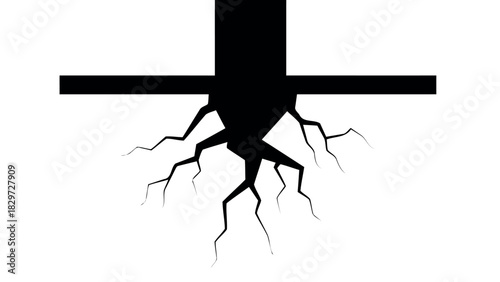 Collapsed bridge silhouette a symbol of destruction and decay