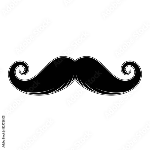 Black Vintage Curly Mustaches Icon