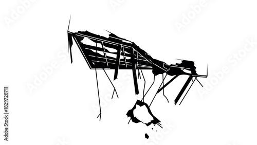 Abstract architectural structure with striking black and white silhouette