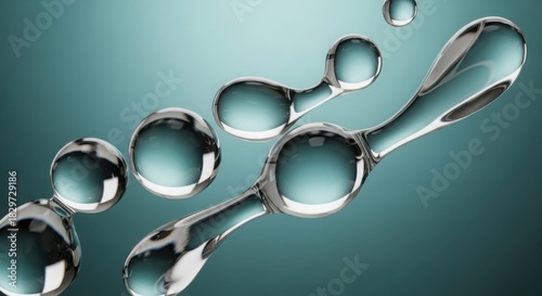 Fototapeta Naklejka Na Ścianę i Meble -  Abstract 3d rendering of water molecule structure in liquid form