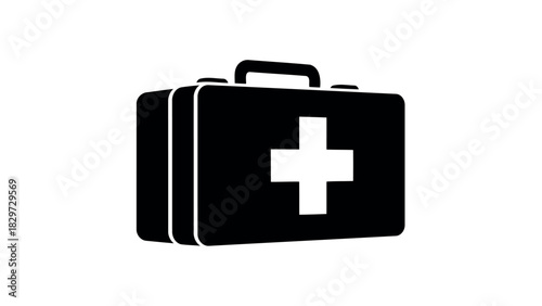 First aid kit with cross medical symbol silhouette