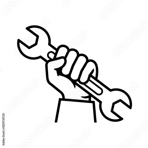 Hand Holding Wrench Icon – Repair, Service & Mechanic Symbol