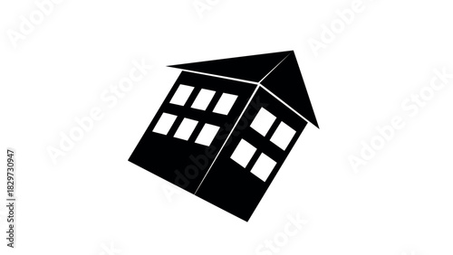 House with lightning bolt silhouette illustration for natural disaster concept silhouette