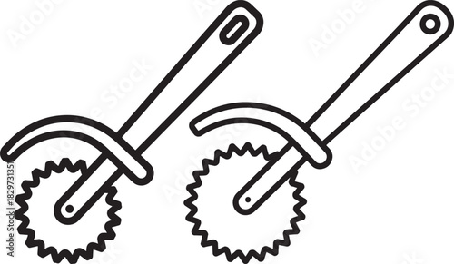 Two pizza cutter wheels with handles silhouette
