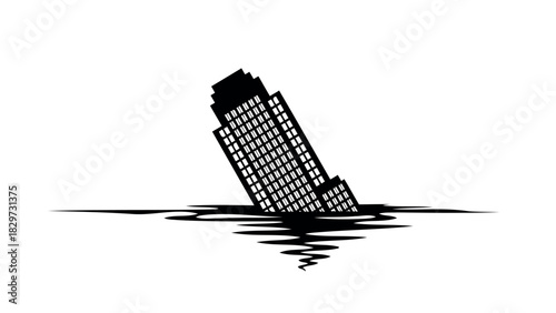 Power line pole silhouette against white background heavy with wires silhouette