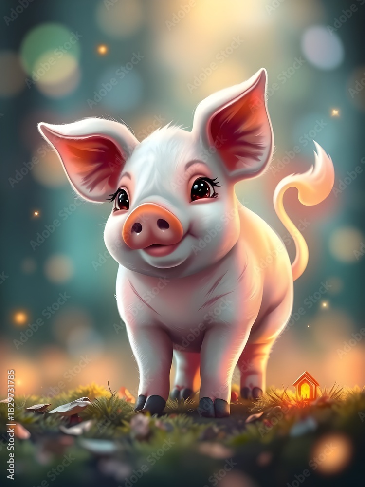 Obraz premium pig in the grass