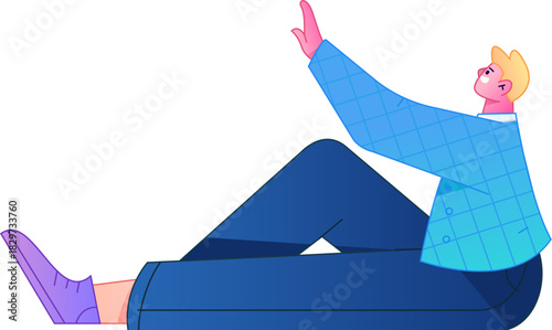 Human figure sitting pose, vector flat gradient illustration from the internet
