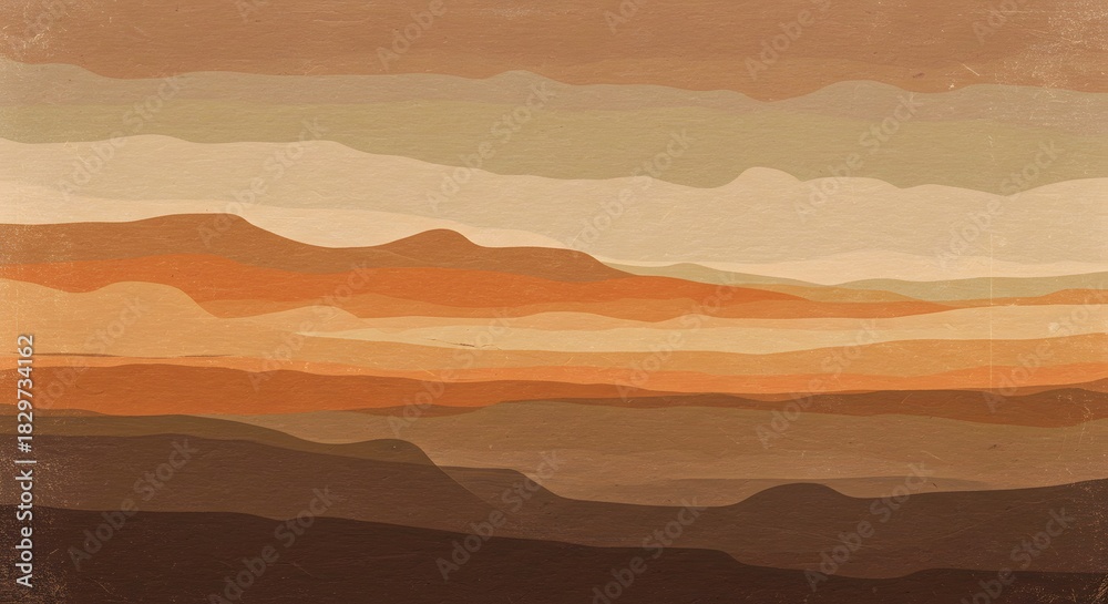 Naklejka premium Horizontal abstract landscape, layered color bands evoking mountains or a sunset