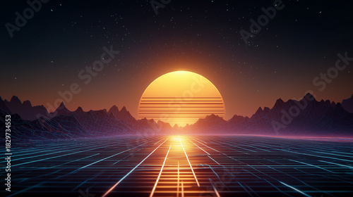 Celestial Ascent: An ethereal landscape, as the sun ascends over a mountainous horizon. The image is a harmonious fusion of natural wonder and atmospheric effects.