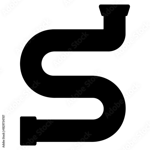 Plumbing pipe bend silhouette icon s shaped drain sewer tube black vector