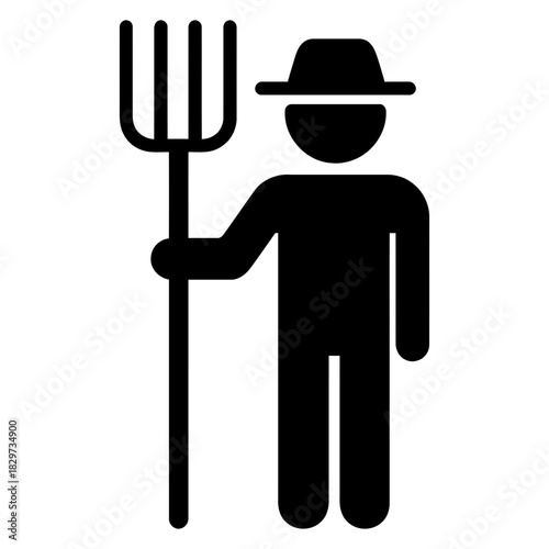 Farmer with pitchfork silhouette icon agriculture worker rural farming vector