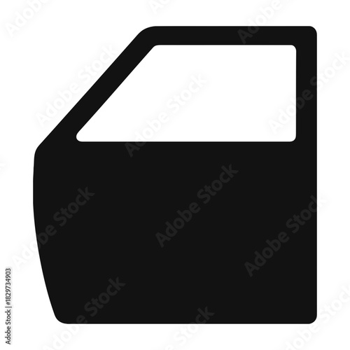Car front door silhouette icon minimal black automotive spare body panel