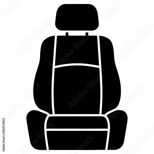 Car front seat silhouette icon automotive interior cushion vector symbol