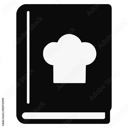 Cookbook chef hat icon silhouette recipe book kitchen food cooking gastronomy vector