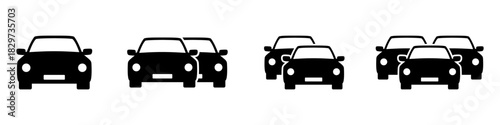 Cars icon set, transport flow, traffic jam symbol, auto automobile sign