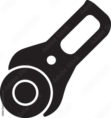Rotary cutter vector icon tool for sewing quilting and fabric crafts isolated on a black background