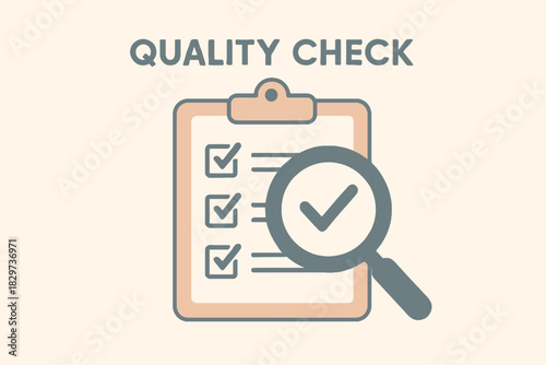 Quality Check Clipboard with Magnifying Glass and Checkmarks Illustration
