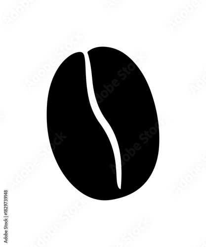 Bold Coffee Bean Icon for Cafes and Coffee Brands, Perfect for Logos and Branding, Illustrating Rich Aroma and Freshly Roasted Flavor