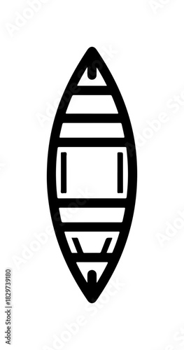 Sleek canoe icon for outdoor adventure themes, embodying exploration, recreation, perfect for travel, sports and summer designs, vector graphic