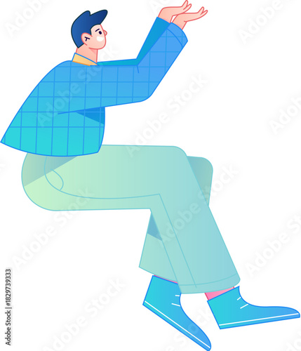 Human figure sitting pose, vector flat gradient illustration from the internet
