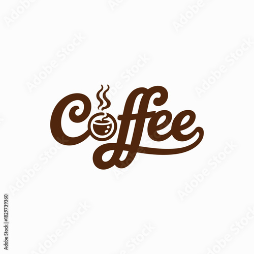 Elegant Coffee Logo Design with Steaming Cup and Stylish Lettering Illustration for Cafe Branding