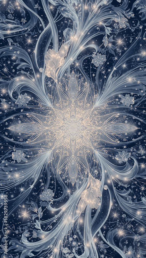 Obraz premium Vibrant Christmas Vector Art: Modern Winter Festival Pattern with Mystical Glow