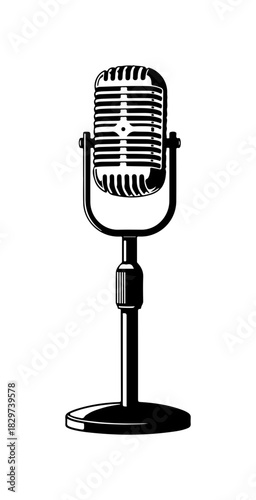 Vintage microphone delivering smooth sound ready for podcasting or recording studio use, a classic design perfect for audio projects and retro vibes