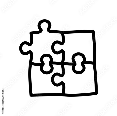 Connected jigsaw puzzle icon for teamwork concepts, problem solving, and strategic planning in business or education projects, originally a scalable vector graphic