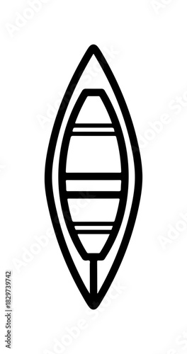 Minimalist canoe icon for adventure lovers, simple boat symbol for outdoor activities, travel, and vacation planning, originally a scalable graphic
