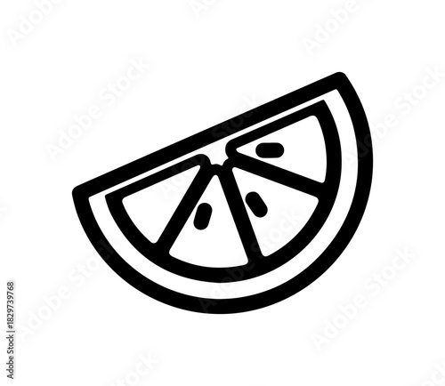 Fresh citrus slice doodle with vibrant flavor and zest, ideal for healthy food blogs and modern food packaging designs, a delightful summer treat