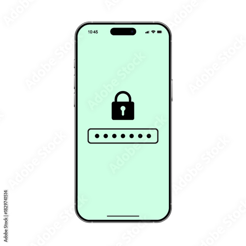 Smartphone with lock and password icons, concept data protect, privacy symbol, mobile security