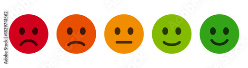 Emoji social reactions icon, mood and satisfaction buttons, user feedback or rating scale
